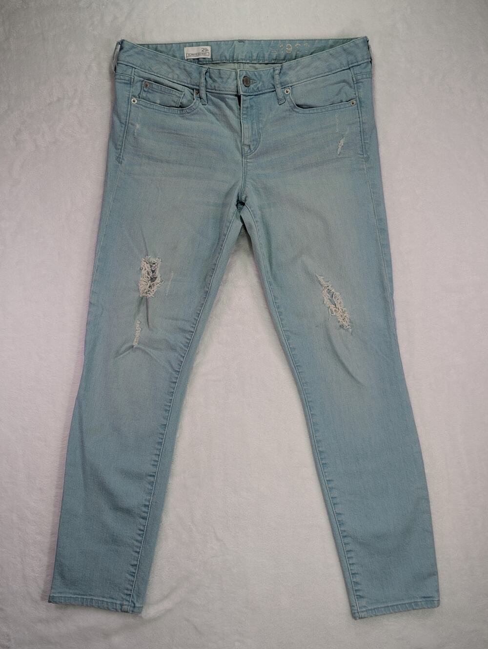 Gap 1969 Skinny Distressed Jeans 29r Seafoam Green Pastel Y2K Denim